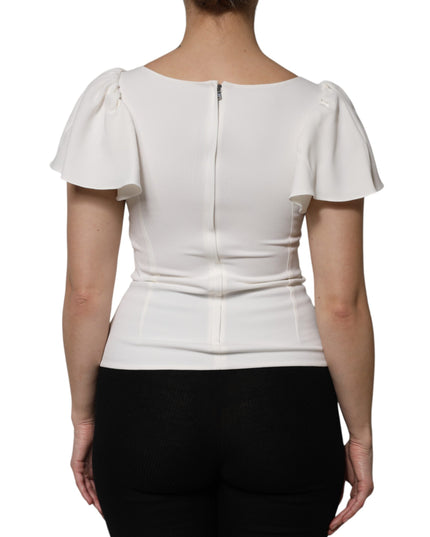 Dolce & Gabbana White Viscose Round Neck Short Sleeves Top