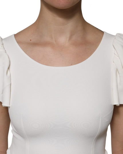 Dolce & Gabbana White Viscose Round Neck Short Sleeves Top