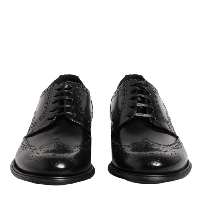 Dolce & Gabbana Black Leather Derby Wingtip Formal Shoes
