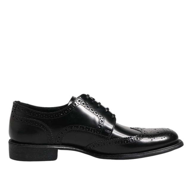 Dolce & Gabbana Black Leather Derby Wingtip Formal Shoes