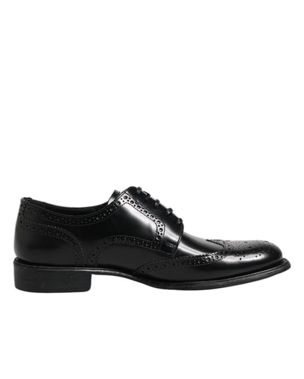Dolce & Gabbana Black Leather Derby Wingtip Formal Shoes
