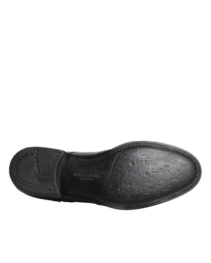 Dolce & Gabbana Black Leather Derby Wingtip Formal Shoes