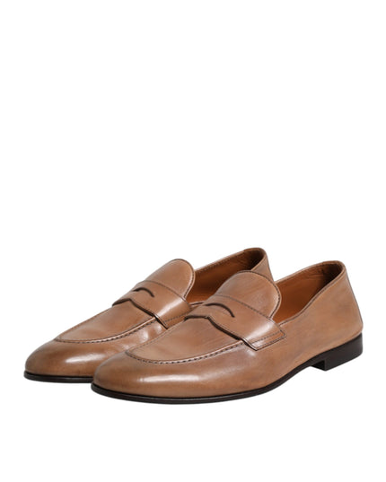 Brunello Cucinelli Brown Leather Loafer Dress Formal Shoes