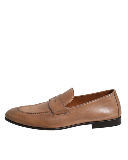 Brunello Cucinelli Brown Leather Loafer Dress Formal Shoes
