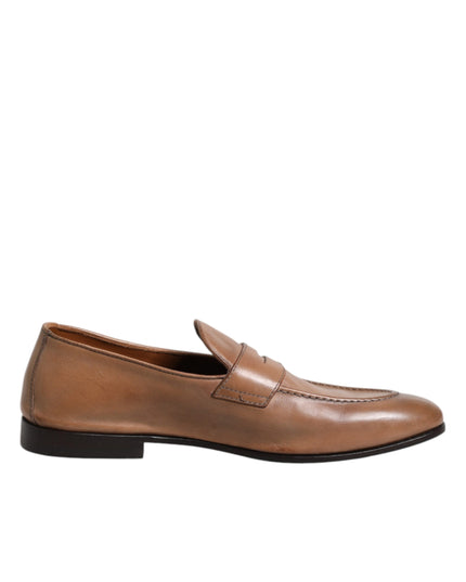 Brunello Cucinelli Brown Leather Loafer Dress Formal Shoes
