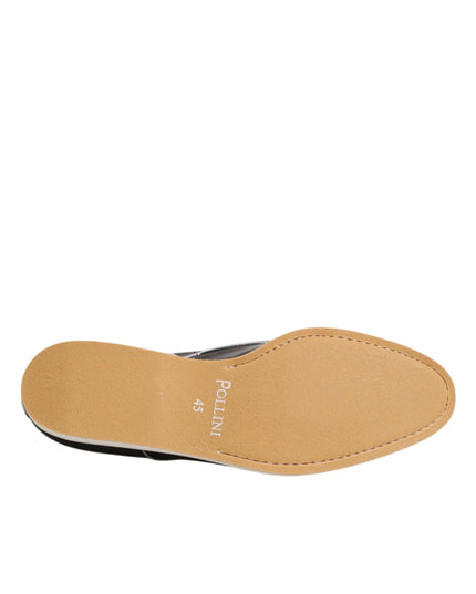 Pollini Dark Brown Leather Derby Lace Up Dress Formal Shoes