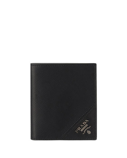 Prada Black Calf Leather Bos Taurus Wallet