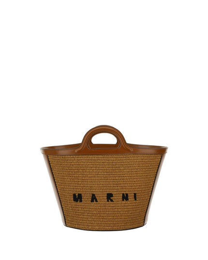 Marni Brown Cotton Shoulder Bag
