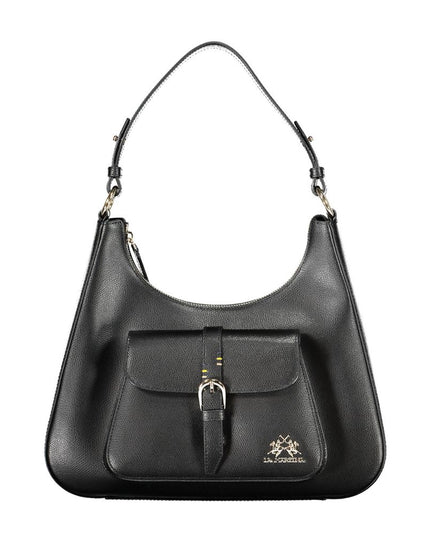 La Martina Black Leather Women Handbag