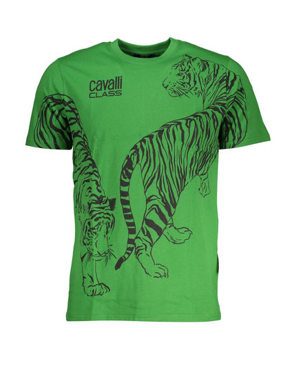 Cavalli Class Green Cotton T-Shirt