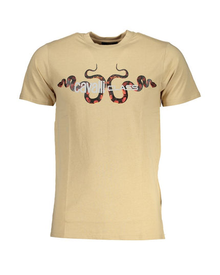 Cavalli Class Beige Cotton T-Shirt