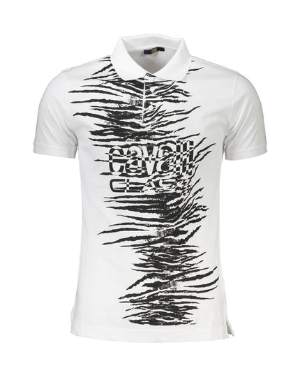 Cavalli Class White Cotton Men Polo Shirt
