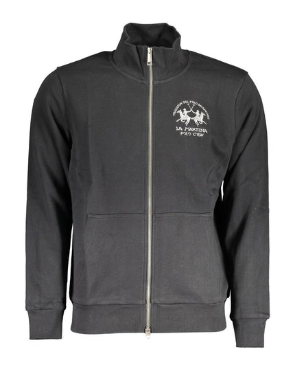 La Martina Black Cotton Men Sweater