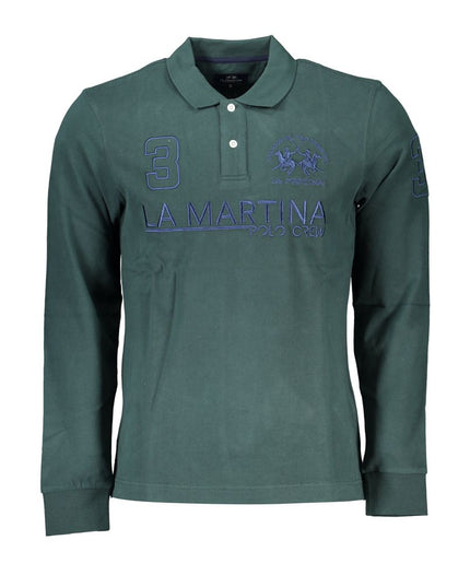 La Martina Classic Green Polo Shirt with Embroidery Detail