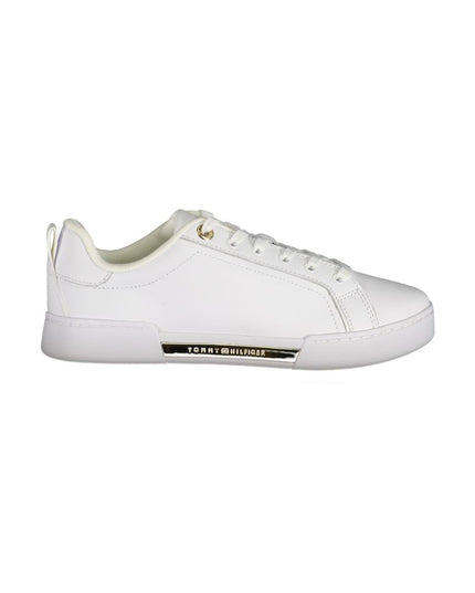 Tommy Hilfiger Chic White Lace-Up Sneakers with Contrast Detail
