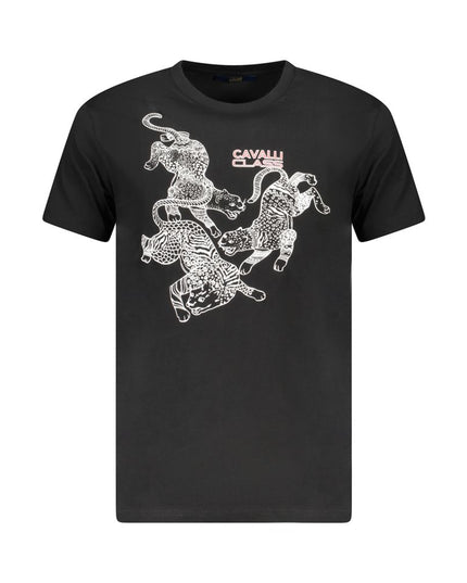 Cavalli Class Black Cotton Men T-Shirt