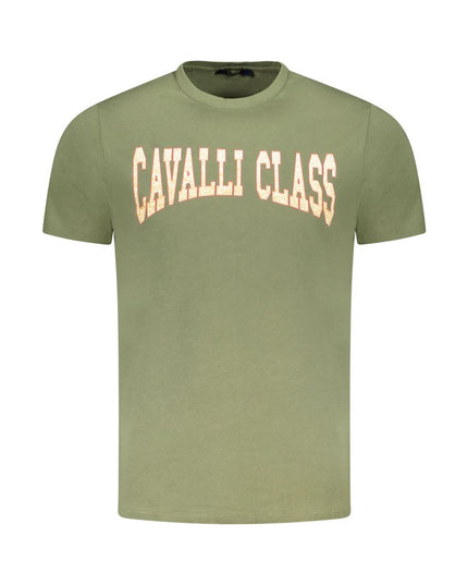 Cavalli Class Green Cotton Men T-Shirt
