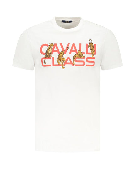 Cavalli Class White Cotton Men T-Shirt