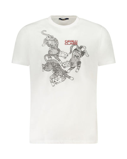 Cavalli Class White Cotton Men T-Shirt