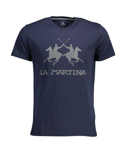 La Martina Chic Crew Neck Cotton Tee in Blue