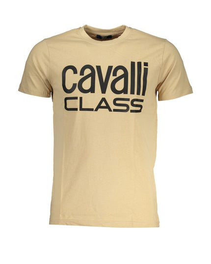 Cavalli Class Beige Cotton T-Shirt