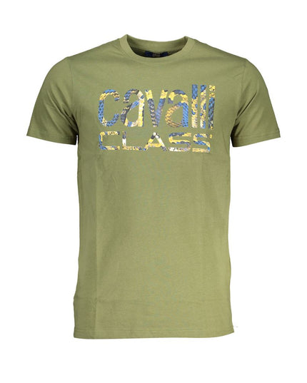 Cavalli Class Green Cotton T-Shirt