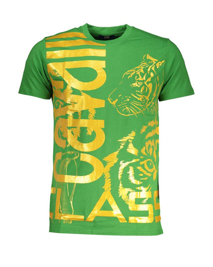 Cavalli Class Green Cotton T-Shirt