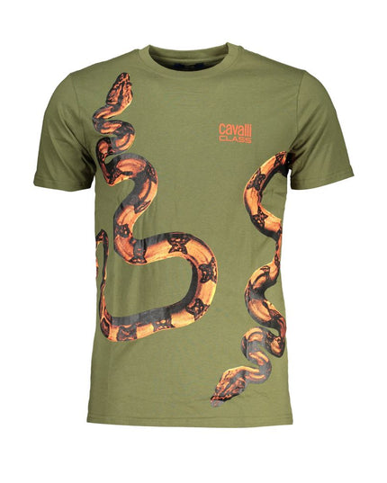 Cavalli Class Green Cotton T-Shirt