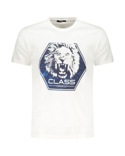 Cavalli Class White Cotton Men T-Shirt