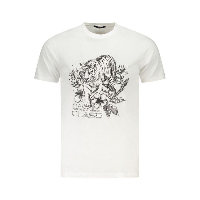 Cavalli Class White Cotton Men T-Shirt