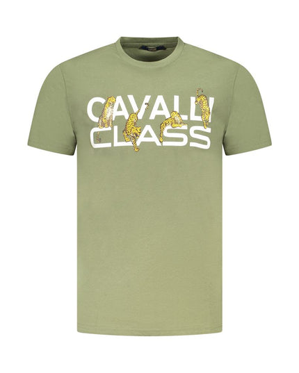 Cavalli Class Green Cotton Men T-Shirt