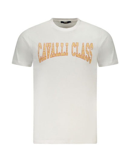 Cavalli Class White Cotton Men T-Shirt