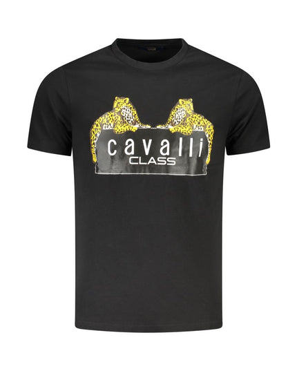 Cavalli Class Black Cotton Men T-Shirt