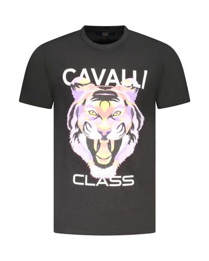 Cavalli Class Black Cotton Men T-Shirt