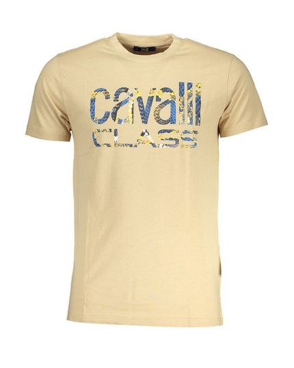 Cavalli Class Beige Cotton T-Shirt