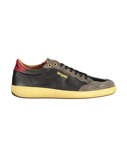 Blauer Black Leather Men Sneaker