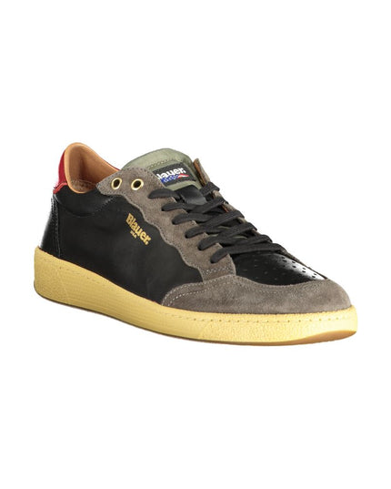 Blauer Black Leather Men Sneaker