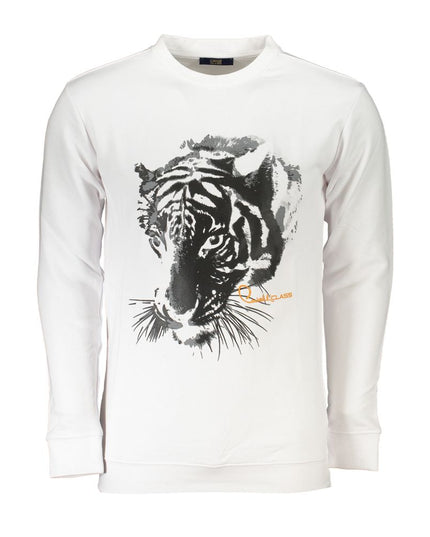Cavalli Class White Cotton Men Sweater