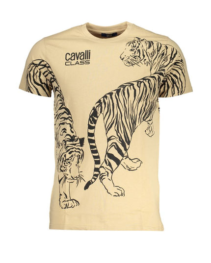 Cavalli Class Beige Cotton T-Shirt