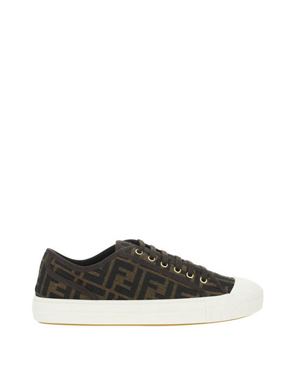 Fendi Brown Polyamide Low Top Sneakers