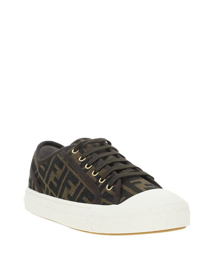 Fendi Brown Polyamide Low Top Sneakers