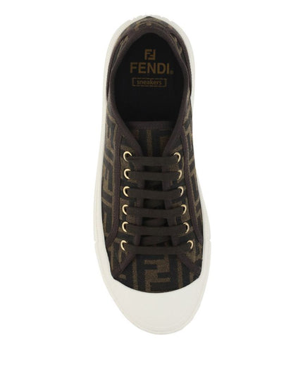 Fendi Brown Polyamide Low Top Sneakers