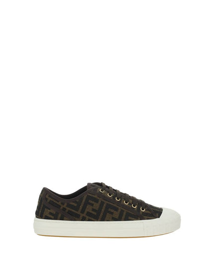 Fendi Brown Polyamide Low Top Sneakers