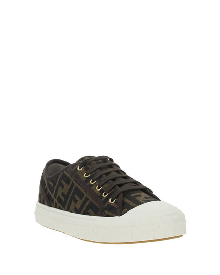 Fendi Brown Polyamide Low Top Sneakers