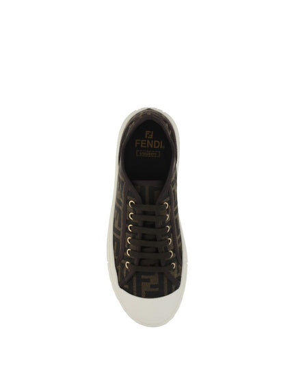 Fendi Brown Polyamide Low Top Sneakers