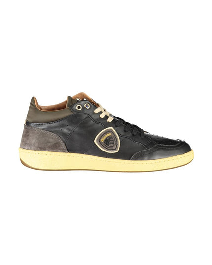 Blauer Sleek Black Lace-Up Sneakers with Contrast Details