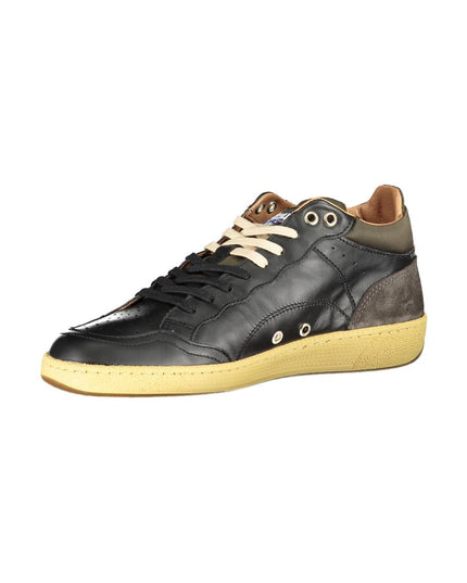 Blauer Sleek Black Lace-Up Sneakers with Contrast Details