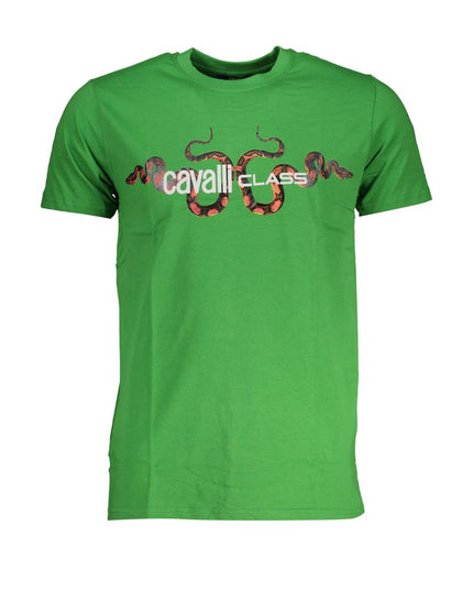 Cavalli Class Green Cotton T-Shirt