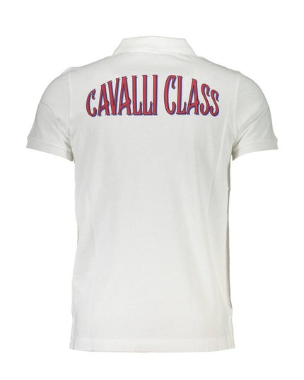 Cavalli Class White Cotton Men Polo Shirt