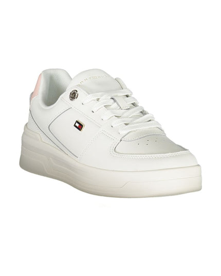 Tommy Hilfiger Elegant White Lace-Up Sneakers with Contrast Detail